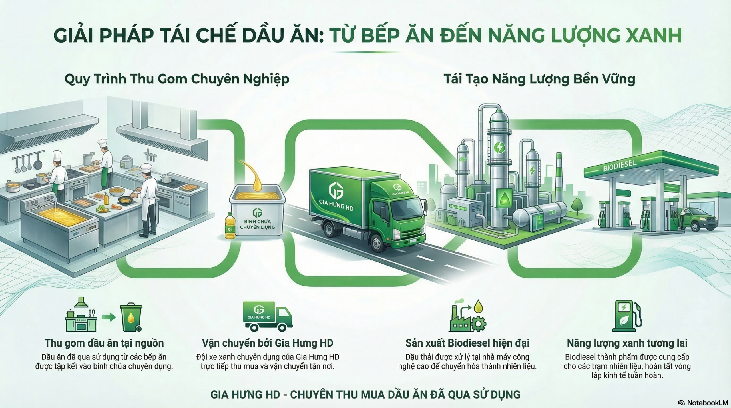 ♻️ GIA HƯNG HD – THU GOM DẦU ĂN ĐÃ QUA SỬ DỤNG Nhiều gia đình sau khi nấu ăn thường đổ dầu thừa xuống bồn rửa. Dầu mỡ rất khó phân hủy, dễ bám vào thành ống → gây tắc cống, mùi hôi và ô nhiễm môi trường. 👉 Đừng đổ đi – hãy tái chế! Chỉ cần đổ dầu ăn thừa vào chai, Gia Hưng HD sẽ thu gom và tái chế thành nhiên liệu sinh học (Biodiesel) – nguồn năng lượng sạch giúp giảm phát thải CO₂. 🌱 Gia Hưng HD có mặt trên toàn quốc Bắc – Trung – Nam, xây dựng hệ thống thu gom dầu ăn thải để biến rác thải thành năng lượng xanh. ♻️ Mỗi lít dầu được thu gom = thêm một hành động bảo vệ môi trường. ☎ Gọi ngay để Gia Hưng HD thu gom tận nơi: 📞 Miền Bắc: 0868.523.723 📞 Miền Nam: 0868.351.651